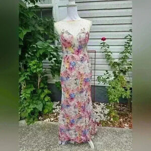 Blush prom by Alexia Multicolored Rhinestone Backless plunge size 6